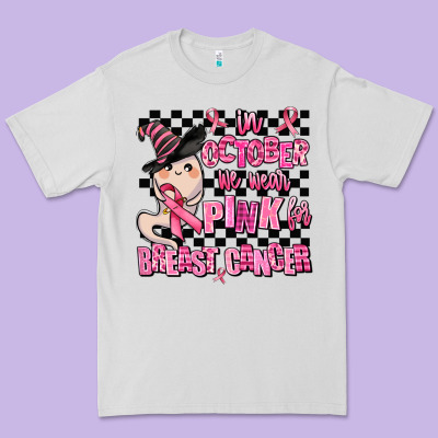 In October We Wear Pink For Breast Cancer Premium Tee Designed By Adodesignshop