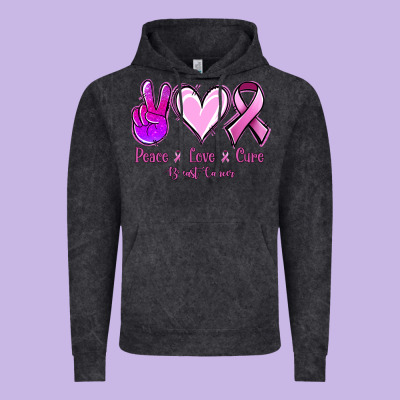Peace Love Cure Breast Cancer Vintage Hoodie Designed By Jasminsmagicworld