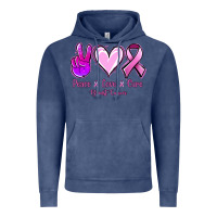 Vintage Denim Peace Love Cure Breast Cancer Vintage Hoodie - Jasminsmagicworld