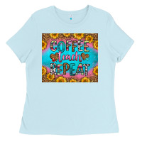 Baby Blue coffee teach repeat Ladies Tee - HRA Design Shop