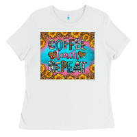 White coffee teach repeat Ladies Tee - HRA Design Shop