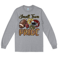 Heather Grey small town big pride maroon yellow Long Sleeve Tee - MaliasSmallBusiness