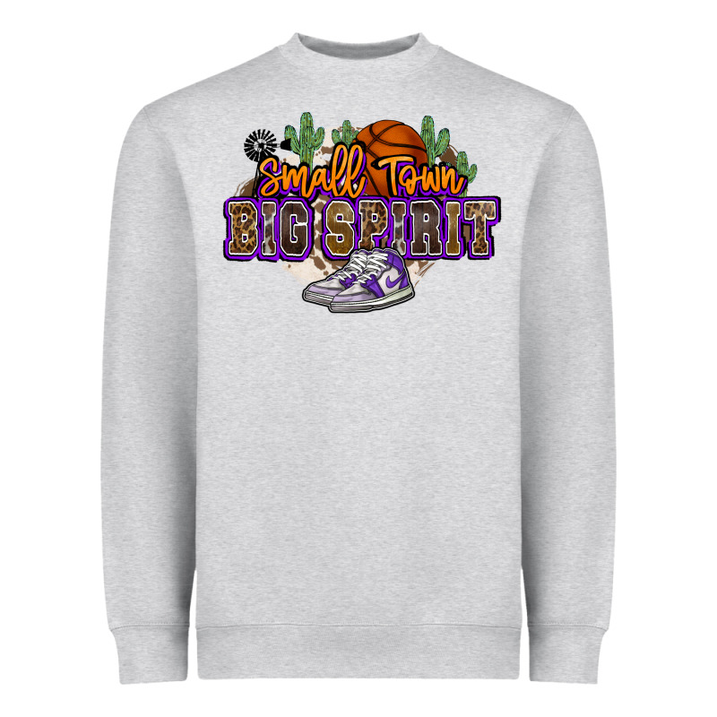 Small Town Big Spirit Basketball Heavyweight Sweatshirt by NancyCooperArtShop | Teevron