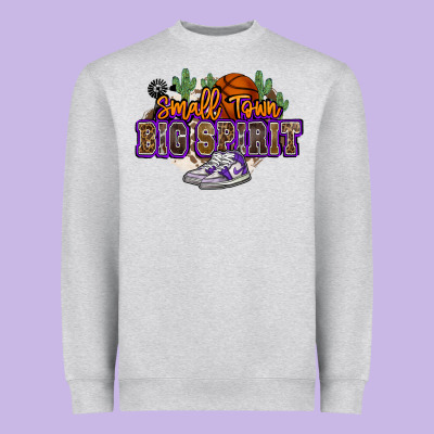 Small Town Big Spirit Basketball Heavyweight Sweatshirt Designed By Nancycooperartshop