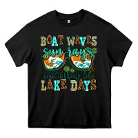 Black boat waves sun rays aint nothing like lake days Heavy Core Tee - AdoDesignShop