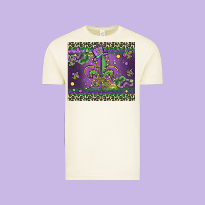Mardi Gras Fleur De Lis Vintage Tee Designed By Maliassmallbusiness