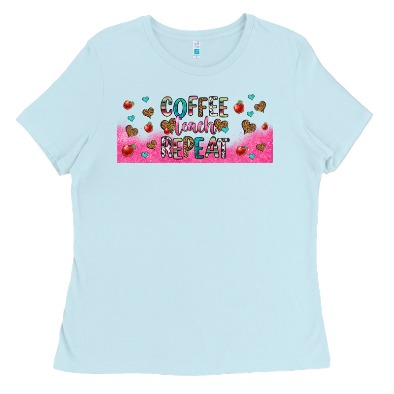 Coffee Teach Repeat Teacher Libbey Glass Ladies Tee by HRA Design Shop | Teevron