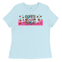 Baby Blue coffee teach repeat teacher libbey glass Ladies Tee - HRA Design Shop