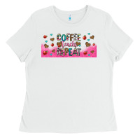 White coffee teach repeat teacher libbey glass Ladies Tee - HRA Design Shop