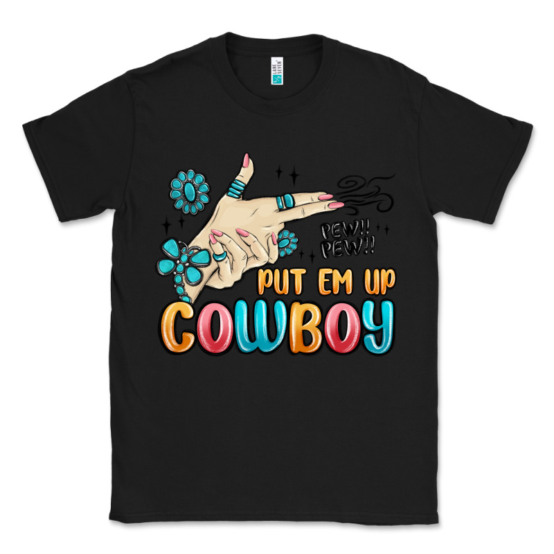 Western Turquoise Put Em Up Cowboy Classic Tee by MaliasSmallBusiness | Teevron