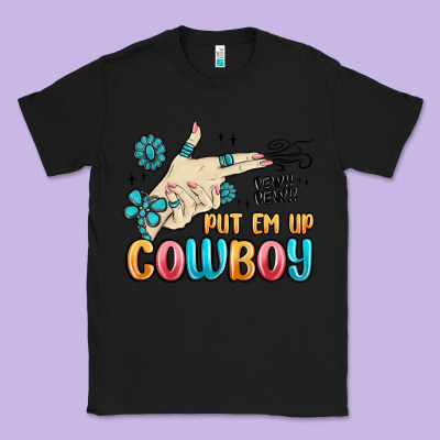 Western Turquoise Put Em Up Cowboy Classic Tee Designed By Maliassmallbusiness