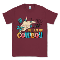 Burgundy western turquoise put em up cowboy Classic Tee - MaliasSmallBusiness
