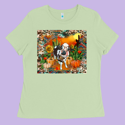 Fall Baby Cow Ladies Tee Designed By Ranaportraitstore