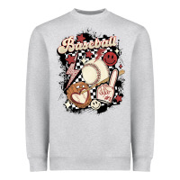 Heather Grey checkered retro baseball Heavyweight Sweatshirt - MaliasSmallBusiness
