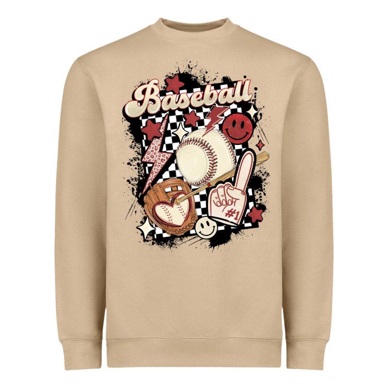 Checkered Retro Baseball Heavyweight Sweatshirt by MaliasSmallBusiness | Teevron