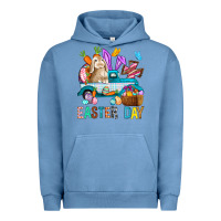Pigment Pebble Blue Easter Day With Truck Urban Hoodie - BundleAndBundleShop