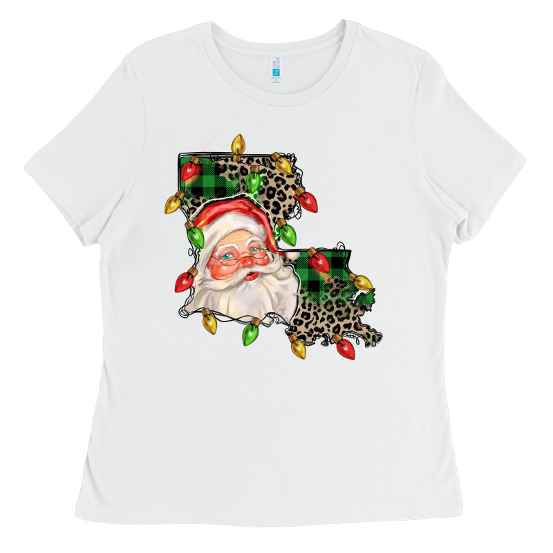 Louisiana Map Christmas Santa Ladies Tee by FaDigitalArtStudio | Teevron