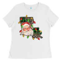 White Louisiana map christmas santa Ladies Tee - FaDigitalArtStudio