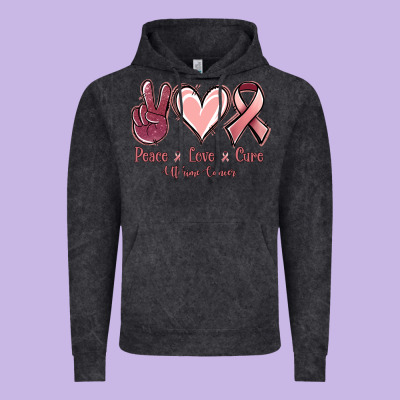 Peace Love Cure Uterine Cancer Vintage Hoodie Designed By Jasminsmagicworld