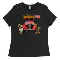 Black america soldier truck Ladies Tee - CowhideDigitalArt