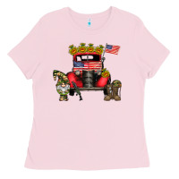 Bubblegum Pink america soldier truck Ladies Tee - CowhideDigitalArt