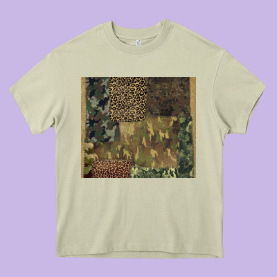Camouflage Leopard Patches Heavy Core Tee Designed By Barkaloodesign