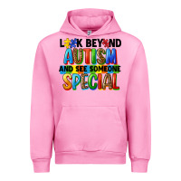 Fuchsia Pink look beyond autism and see someone special Urban Hoodie - FaDigitalArtStudio