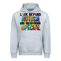 Heather Grey look beyond autism and see someone special Urban Hoodie - FaDigitalArtStudio