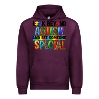Mauve Wine look beyond autism and see someone special Urban Hoodie - FaDigitalArtStudio