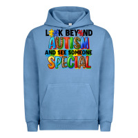 Pigment Pebble Blue look beyond autism and see someone special Urban Hoodie - FaDigitalArtStudio