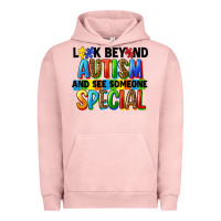 Pigment Salmon look beyond autism and see someone special Urban Hoodie - FaDigitalArtStudio