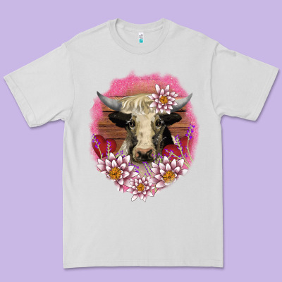 V.d Lotus And Cow Premium Tee Designed By Adodesignshop