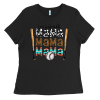 Black baseball mama mama mama Ladies Tee - CowhideDigitalArt