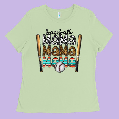 Baseball Mama Mama Mama Ladies Tee Designed By Cowhidedigitalart