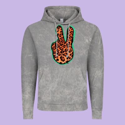 Orange Leopard Peace Sign Vintage Hoodie Designed By Jasminsmagicworld