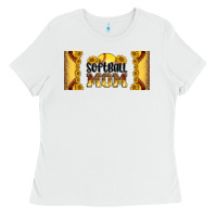 White leopard softball mom 16oz libbey glass Ladies Tee - HRA Design Shop