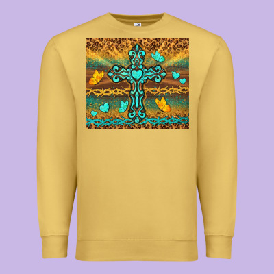 Western Cross Premium Sweatshirt Designed By Tumblerdesignbyshophia