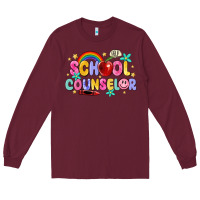 Burgundy school counselor Long Sleeve Tee - MaliasSmallBusiness