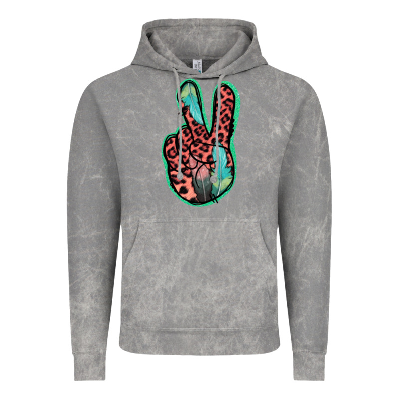 Feather Pink Leopard Peace Sign Vintage Hoodie by Jasminsmagicworld | Teevron
