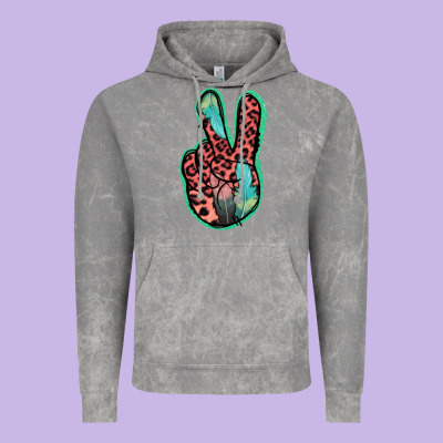 Feather Pink Leopard Peace Sign Vintage Hoodie Designed By Jasminsmagicworld