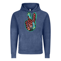Vintage Denim Feather Pink Leopard Peace Sign Vintage Hoodie - Jasminsmagicworld