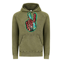 Vintage Olive Feather Pink Leopard Peace Sign Vintage Hoodie - Jasminsmagicworld