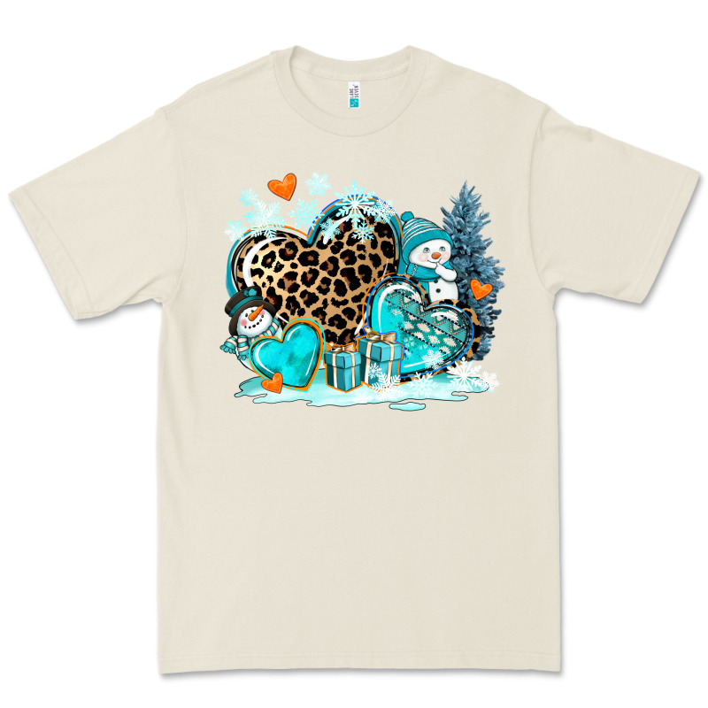 Winter Hearts With Snowmans Premium Tee by AdoDesignShop | Teevron