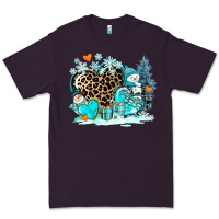 Plum winter hearts with snowmans Premium Tee - AdoDesignShop