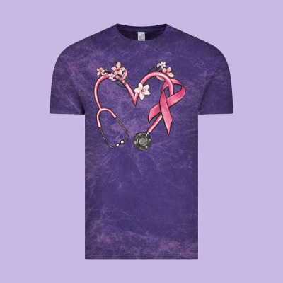 Stethoscope Nurse Medical Breast Cancer Awareness Vintage Tee Designed By Maliassmallbusiness