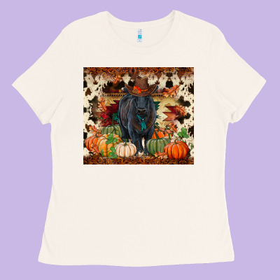 Fall Black Angus Ladies Tee Designed By Ranaportraitstore