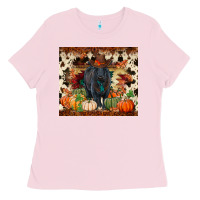 Bubblegum Pink Fall black angus Ladies Tee - RanaPortraitStore