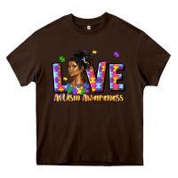Chocolate Brown love autism awareness Heavy Core Tee - JahusDesignShop