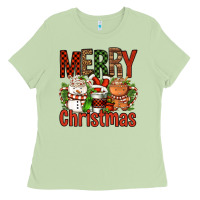 Matcha Merry Christmas Coffee Cups Ladies Tee - FaDigitalArtStudio