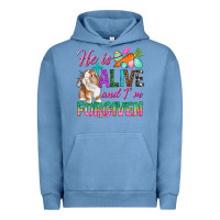 Pigment Pebble Blue He Is Alive And I'm Forgiven Urban Hoodie - BundleAndBundleShop